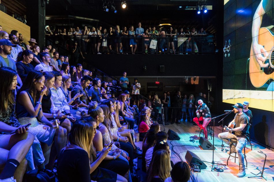 Country singer Sam Hunt performs for a captivated crowd during Live at 837 at Samsung 837 (Photo credit: Nick Karp, Matte Projects)