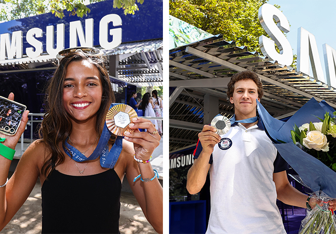Image for Rayssa Leal and Jagger Eaton — Team Samsung Galaxy Skateboarders and Olympic Medalists — Share Message To Inspire the Next Generation