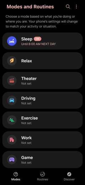 Screenshot of Modes and Routines app for setting app time limits.